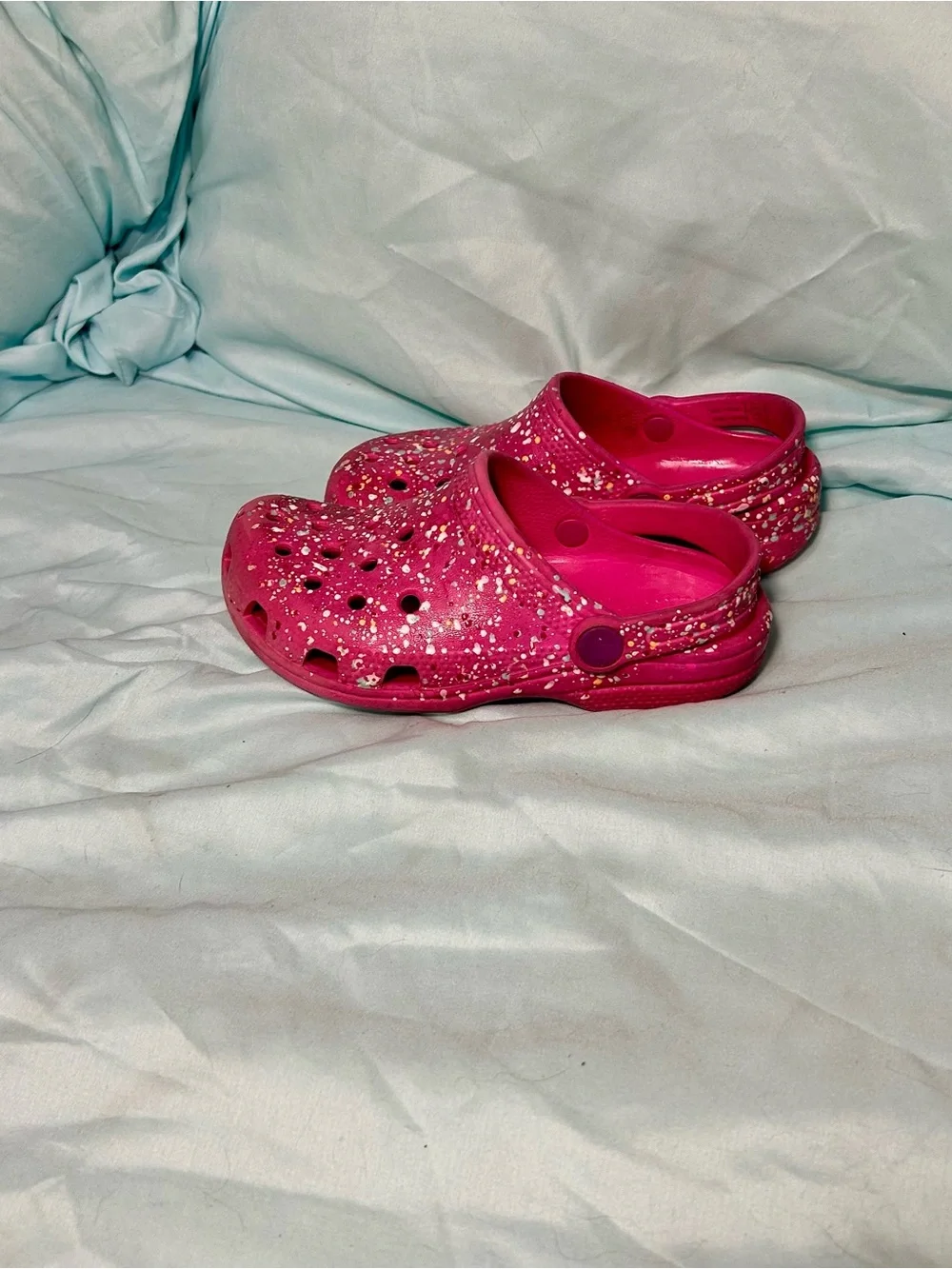CROCS Kids Hot Pink Speckle Clogs